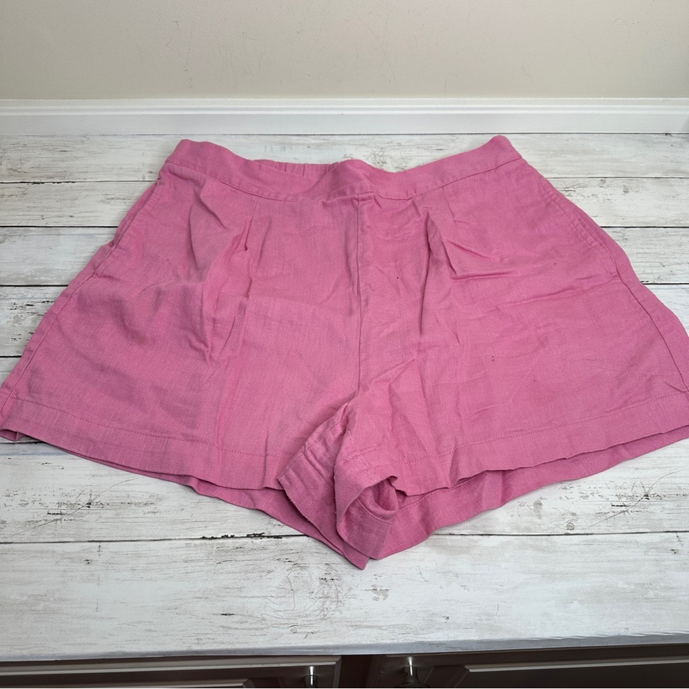 Madewell pink linen blend shorts with pockets